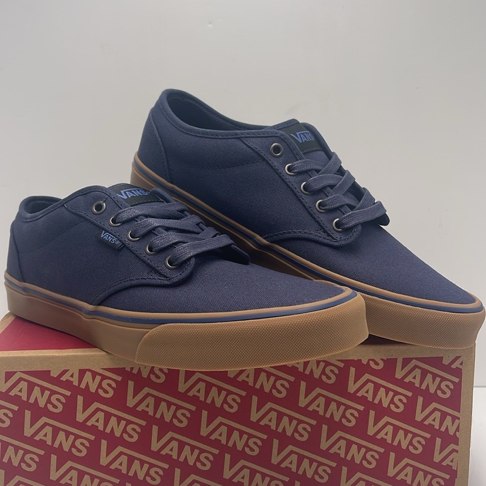 Vans Men’s Blue Canvas Sneakers Gum Sole Vans Atwood
(12 Oz Canvas) Navy/Gum NIB - Picture 13 of 16